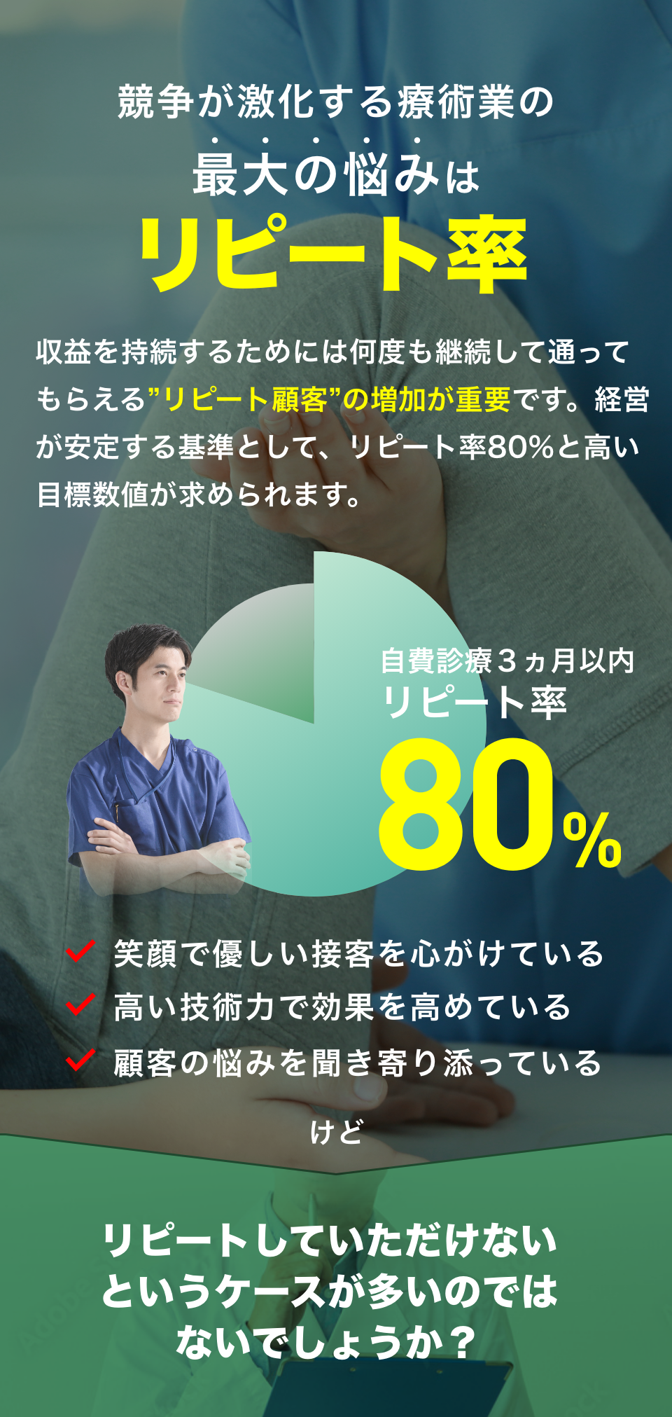 競争が激化する療術業の最大の悩みはリピート率
